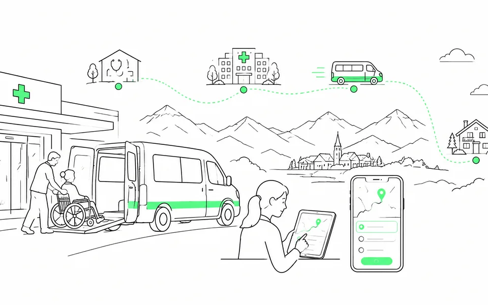 Krankentransport Software in Österreich Krankentransport in Österreich mit digitaler Disposition und barrierefreiem Fahrzeug