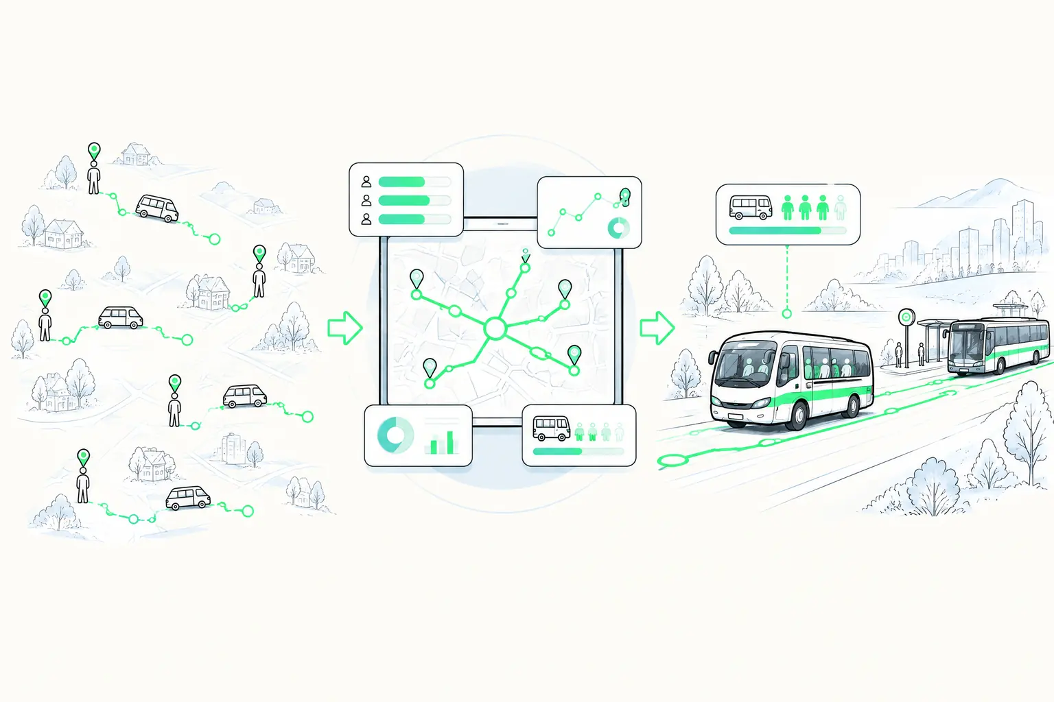 Ride Pooling und Mischbetrieb verbessern die Wirtschaftlichkeit Von getrennten Einzelfahrten zu gebündeltem On-Demand-Verkehr im Mischbetrieb
